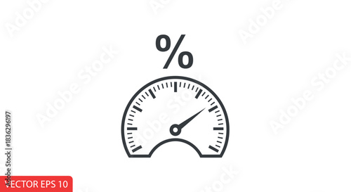 Performance measurement gauge with percentage symbol to represent growth tracking concept