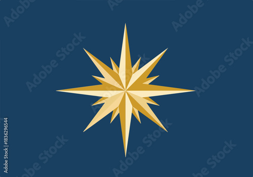 Epiphany Star Emblem Flat Color Bethlehem Star Vector