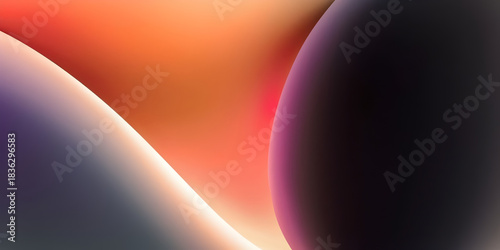 Abstract macro photography captures flowing curves and vibrant gradient hues of orange purple and black