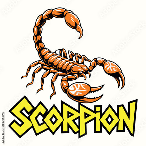 A scorpion that has a red shell on it