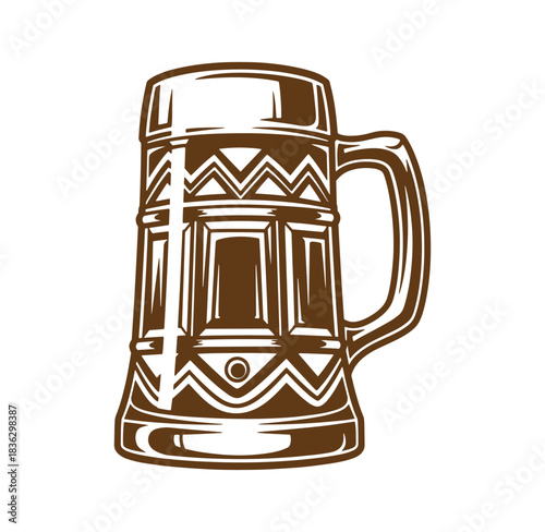 Vintage style illustration of a decorative beer mug perfect for pub or brewery designs