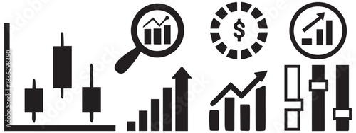 Analytics and Finance Icon Set – Business Growth, Chart, and Data Report Vector