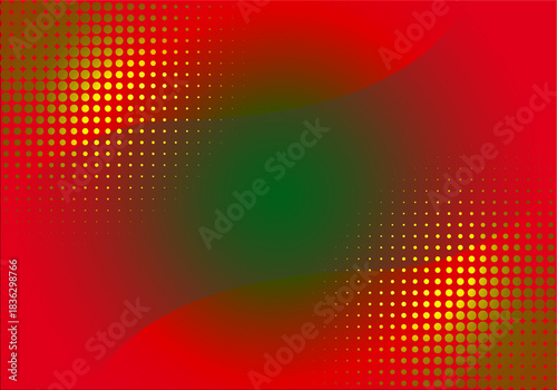 Wallpaper Mural Abstract red halftone gradient background with yellow dotted texture and soft green center glow. Torontodigital.ca