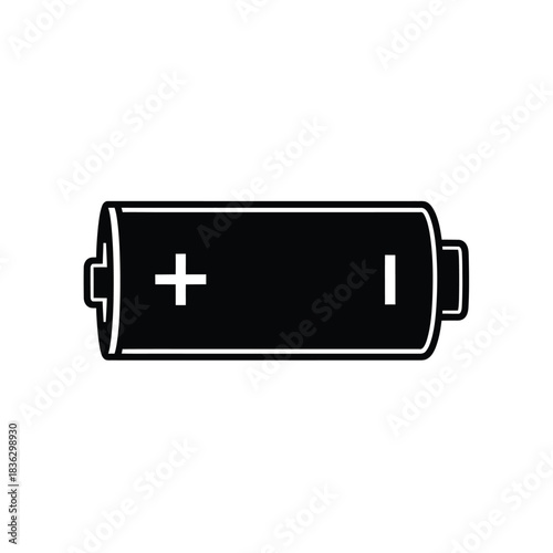 Black and white icon of a battery power energy
