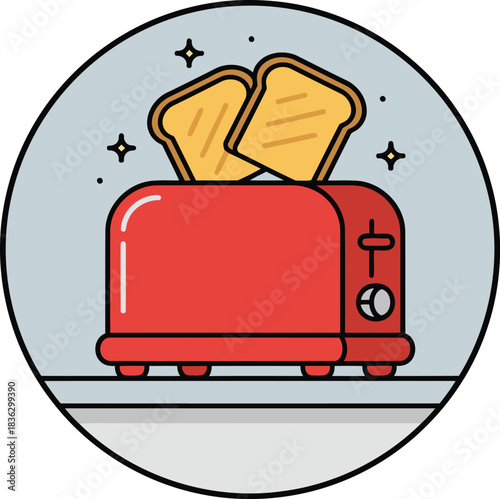 Enjoy freshly toasted bread in a bright red vintage toaster ready for a delightful breakfast moment