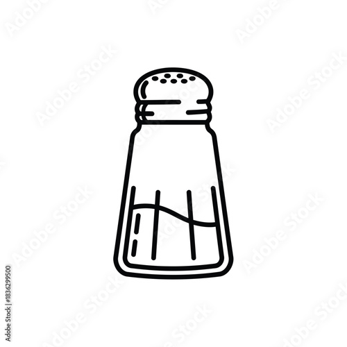 Black and White Line Art Icon of a Salt Shaker salt shaker, condiment, seasoning