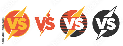 Versus letters logo with vibrant yellow and red stamp effects, pop art style, and duel challenge motifs, ideal for competitive games, battle themes, and gaming graphics