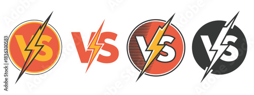 Versus letters logo with vibrant yellow and red stamp effects, pop art style, and duel challenge motifs, ideal for competitive games, battle themes, and gaming graphics