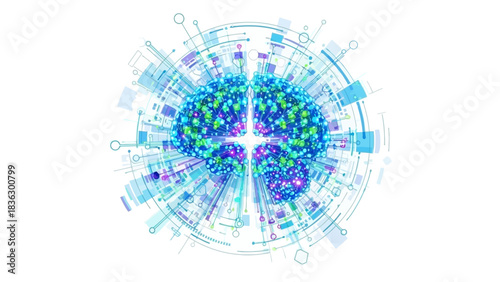 Cutting-edge digital brain interface for AI development and innovative neural network technology, showcasing cognitive computing and artificial intelligence breakthroughs