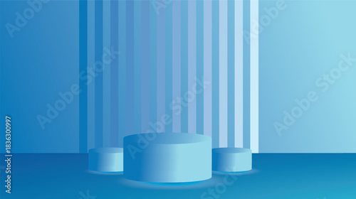 3D Vector Background for Product Layout Illustration. Blue Background.