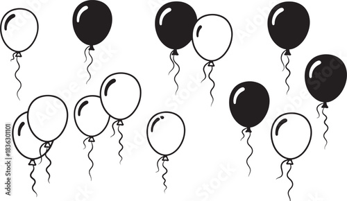 Elegant Monochrome Balloon Pattern for Festive Celebrations and Party Decorations Background Design Vector Art