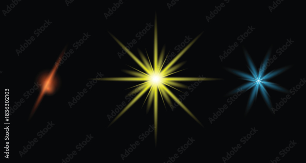 Obraz premium Ray radiance flare glow light star bright effect shiny sparkle illumination