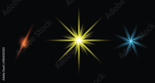  Ray radiance flare glow light star bright effect shiny sparkle illumination