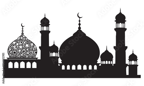 silhouette of a mosque at night