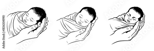 Newborn Baby, Held with Gentle Hands