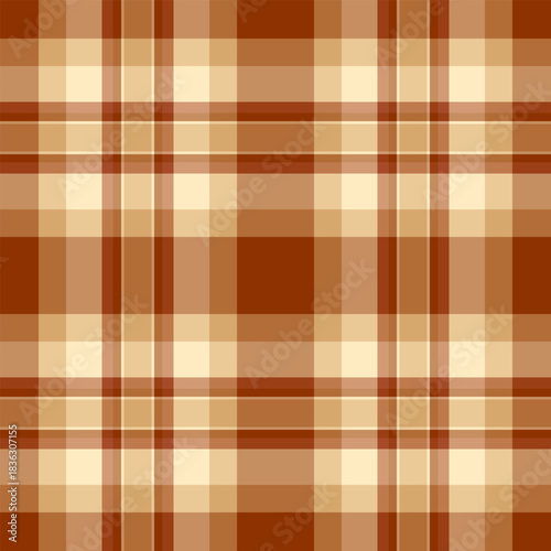 Close up textile fabric tartan, business texture check background. Trendy pattern vector plaid seamless in orange and amber colors.