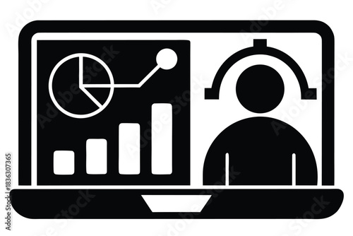 kpi dashboard vector icon silhouette