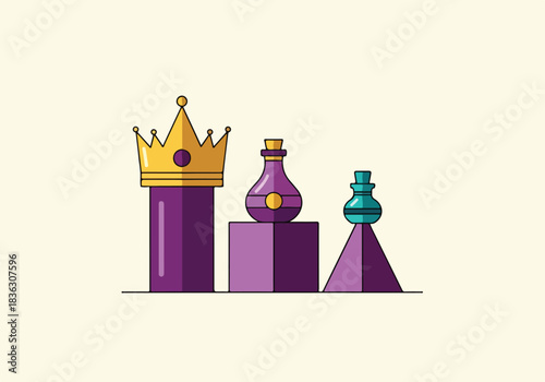 Epiphany Gifts Display  Flat Gold Frankincense Myrrh Pedestal Vector