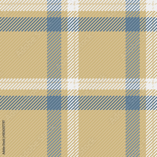 Comfort textile check background, show texture pattern vector. Back fabric tartan seamless plaid in amber and white colors.