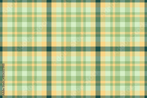 Scrapbooking fabric vector pattern, france seamless texture tartan. 1940s check background textile plaid in green and amber colors.