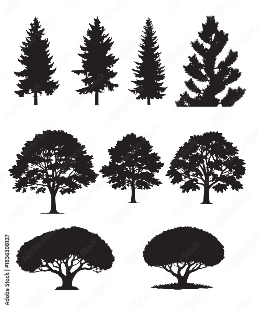 Fototapeta premium set of trees silhouettes