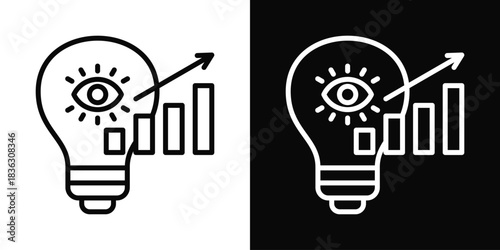 Insights Icon Set White Black Background Style