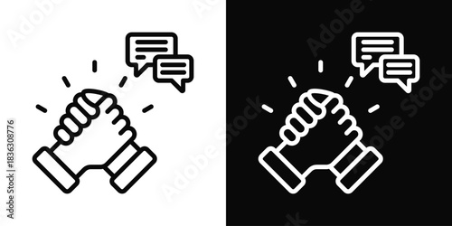 Support Icon Set White Black Background Style