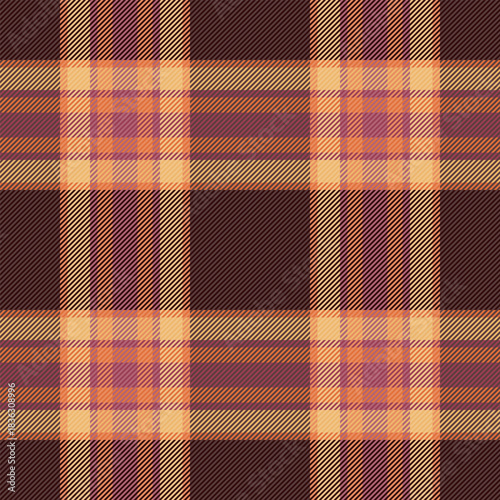 Invite background plaid seamless, soft texture tartan textile. Shabby pattern check fabric vector in red and orange colors.