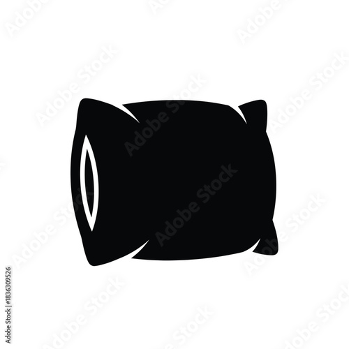 Black Silhouette of a Pillow on White Background pillow, cushion, bedding, sleep, rest