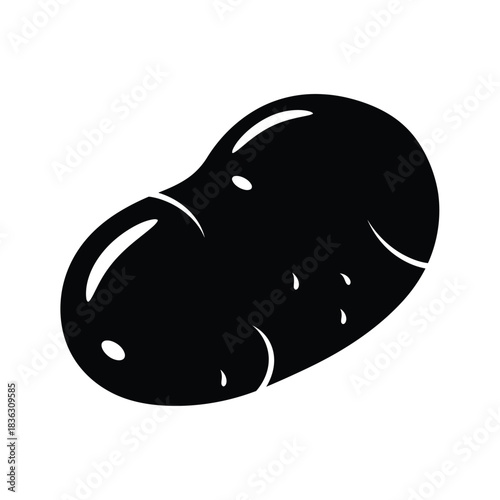 Black Silhouette of a Potato on White Background potato, vegetable, food, ingredient