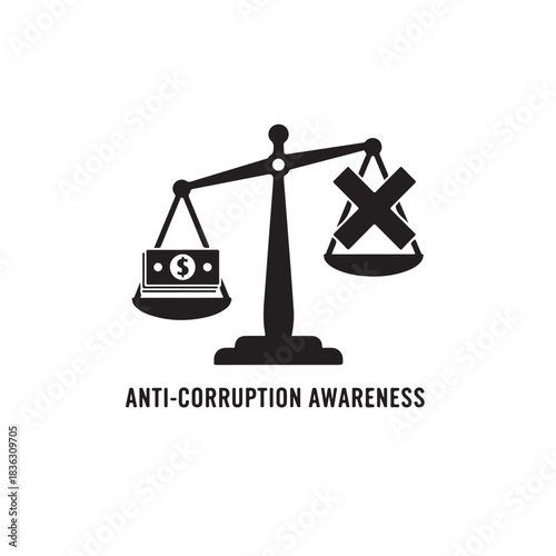Anti Corruption Awareness Justice Balance Scale Money Bribe Symbol Vector