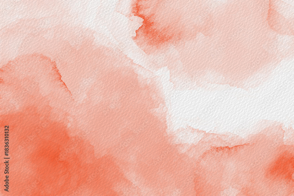 Fototapeta premium Soft coral watercolor texture on paper, gentle abstract background for design and branding
