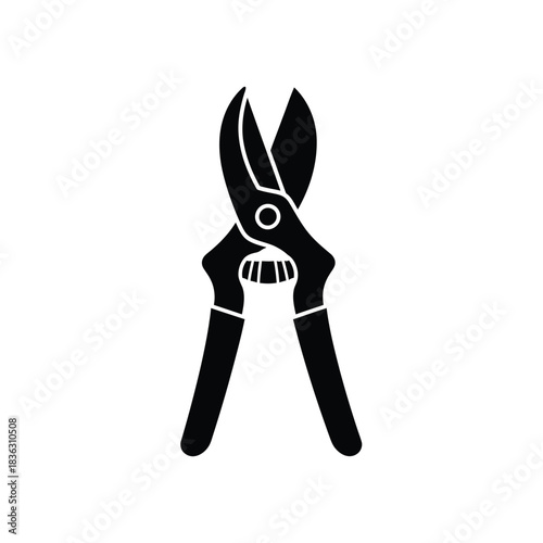 Black Silhouette of Garden Pruning Shears on White
