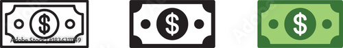 Money vector icon bill dollar currency cash banknote finance economy banking business icon