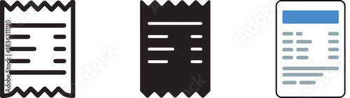 Paper receipt icon set outline solid and color style illustration concept for purchases and billing
