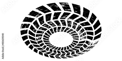 Vector Print Textured Tire Track . Design Element . Car tread silhouette . Mud splash grunge texture