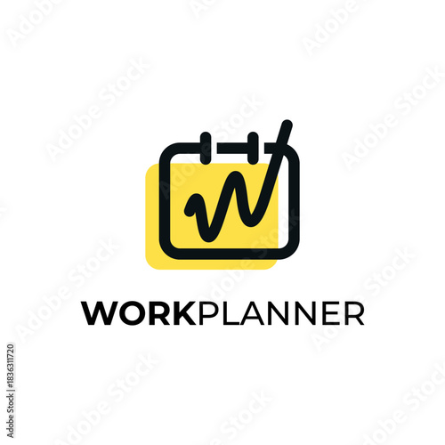 W letter logo inside a calendar. Vector file