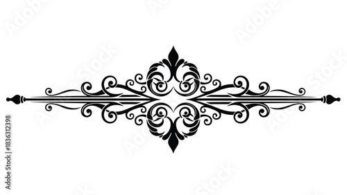Ornate black decorative flourish with swirling elements