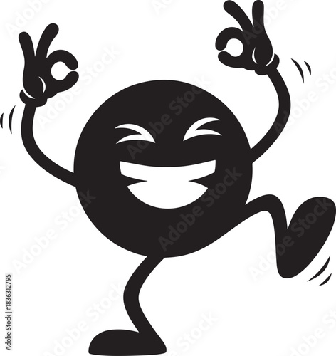 Cheerful Dancing Emoji Character Silhouette