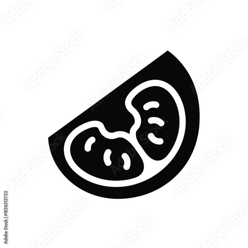 Tomato Slice Silhouette Icon tomato, slice, food, vegetable, ingredient, cooking, raw