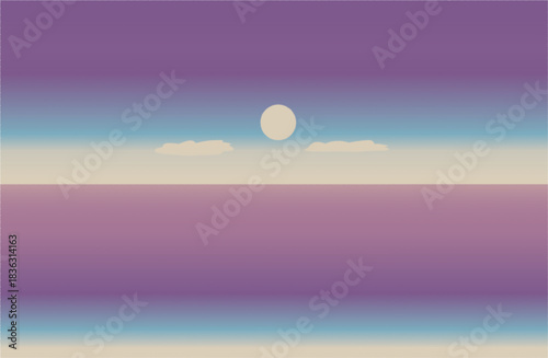 Vector illustration of a tranquil sea, vintage style background image.