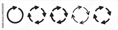 Set of refresh reload update arrows. circular rotate symbols. cycle icons. loop pointer collection