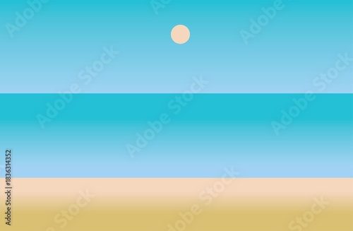 Vector illustration of a tranquil sea, vintage style background image.