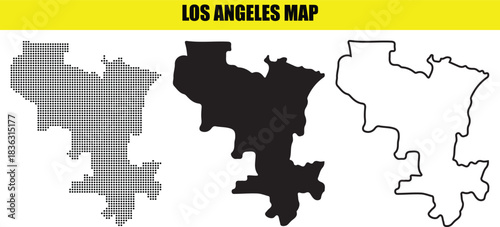 Los angeles map in three different styles