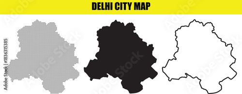 Delhi city map in three different styles