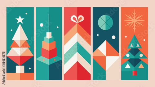 Assorted Christmas bookmarks showcasing different cheerful designs, ideal for adding holiday spirit to your books..eps