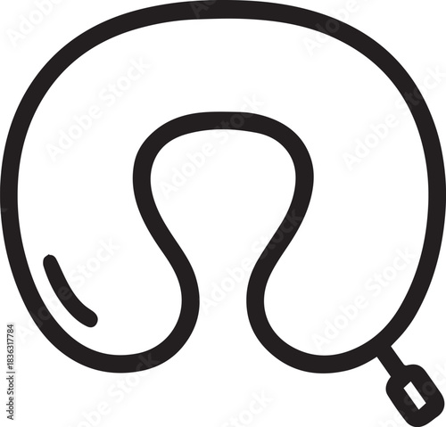 A simple, modern outline drawing of a travel pillow, designed for comfort and support during journeys.