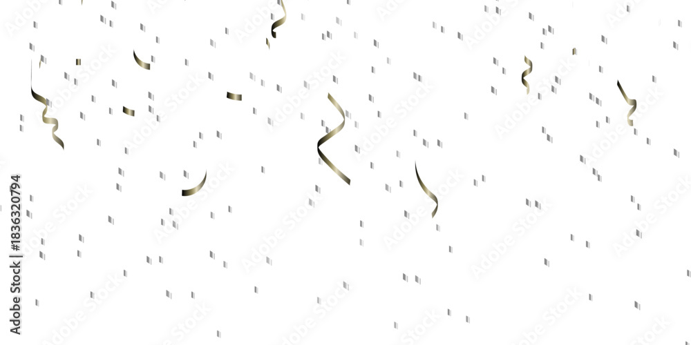 Fototapeta premium 3d render of Spiral silver confetti flying for celebrate isolated on transparent background. silver confetti on transparent backdrop. Realistic falling tinsel. Luxury anniversary template.