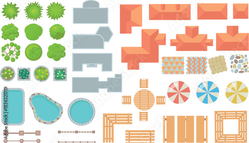 Flat design top view architecture landscape graphic vector