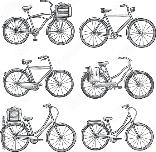 Minimalist bicycle line art drawing vector